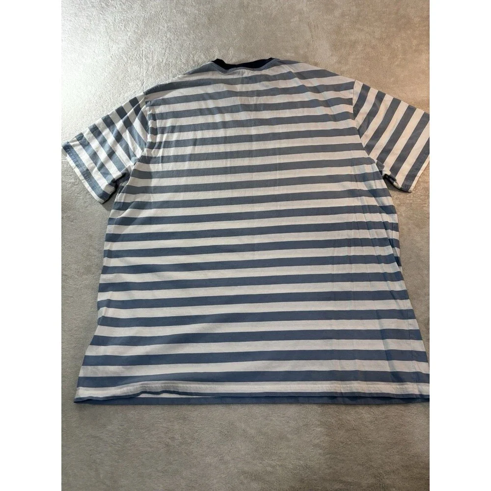 Polo Ralph Lauren Mens Striped Tee Shirt Size XLT Blue White Large Pony Graphic
